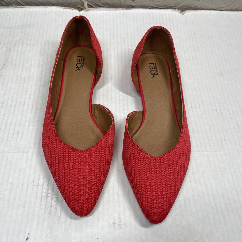 Nordstrom Rack Lava Red Pointed‎ Toe Half d'Orsay SKYLAR Ballet Flats Womens 9
